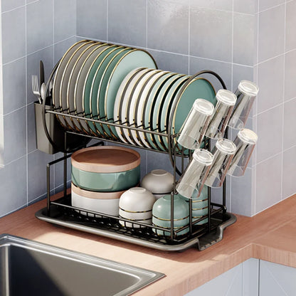 DecorBites™ Kitchen Organizer Rack with Drainboard for Dishes, Utensils, and Cups