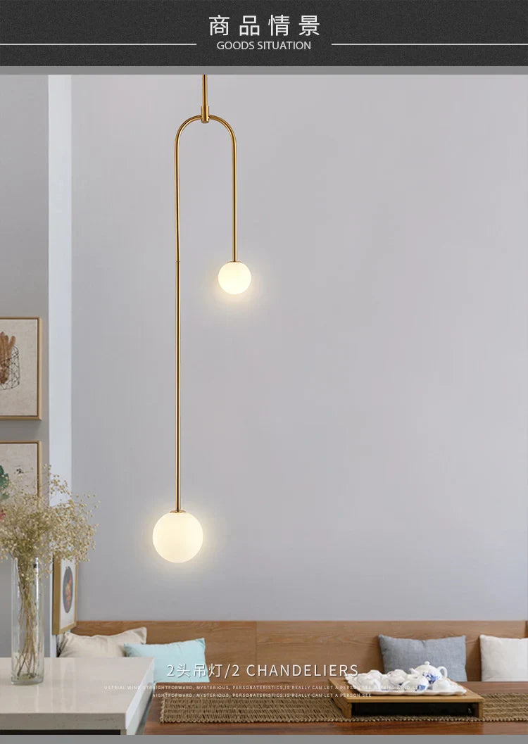 DecorBites™ Gold Glass Ball Pendant - Modern Hanging Lamp for Living Room Bedroom