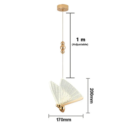 Nordic Butterfly Pendant Light With Iron And Acrylic