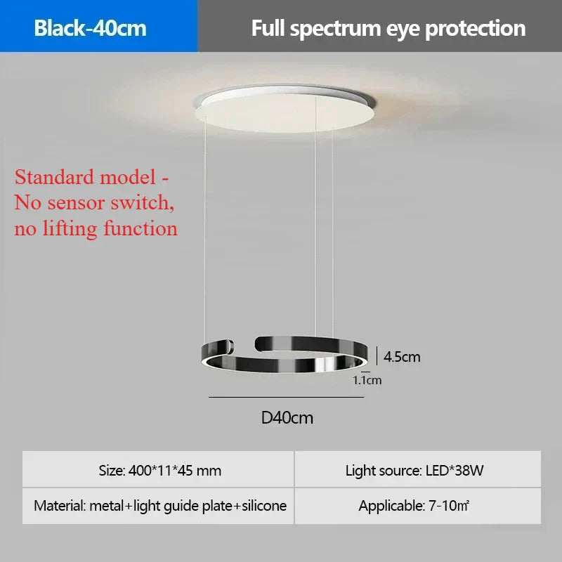 Modern Ring LED Pendant Light in Black or White