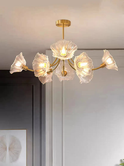 DecorBites™ Glass Flower Chandelier Ceiling Light for Bedroom Living Room Hallway Kitchen