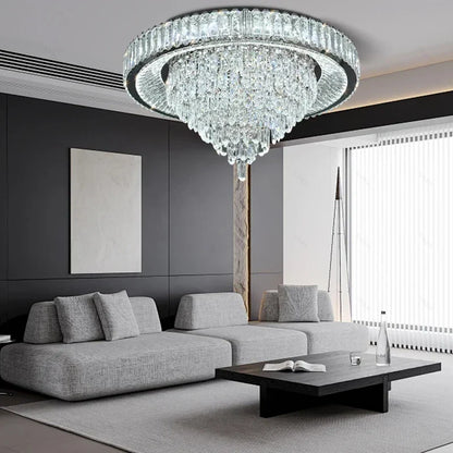 Lámpara de techo de cristal cónico DecorBites™ - Decoración de lujo para sala de estar en acero inoxidable