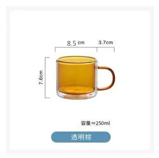 DecorBites™ Double Bottom Glass Mugs Set - 250ml Wine Whiskey Coffee Tea Juice Water Cups