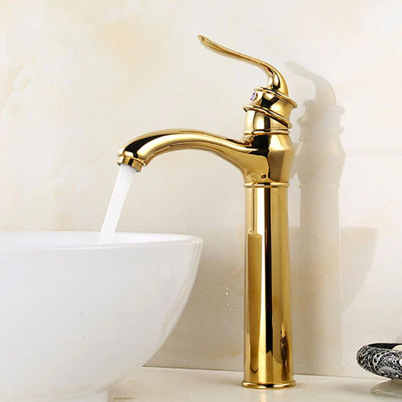 Grifo de Lavabo de Oro de la Cuenca Decorbites™ Moderno para Baño Accesorio de Cocina con Mango Único