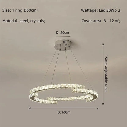 DecorBites™ Crystal LED Chandelier Pendant Light Modern Luxury Foyer Ceiling Lamp