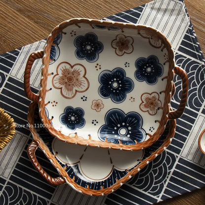 DecorBites™ Japanese Ceramic Baking Bowl with Handle for Microwave Oven and Noodle - 1PCS