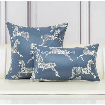 DecorBites™ Gold Faux Silk Horses Jacquard Cushion Cover, Soft Chinese Style Throw Pillow Case