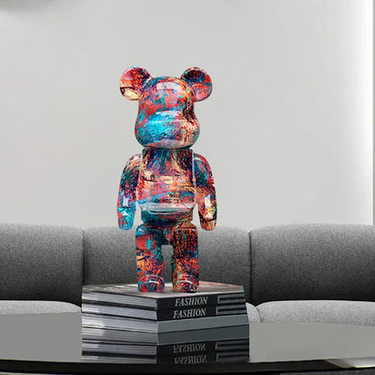 Figura DecorBites™ Oso Graffiti de 27 cm | Estatua y hucha decorativas modernas para el hogar