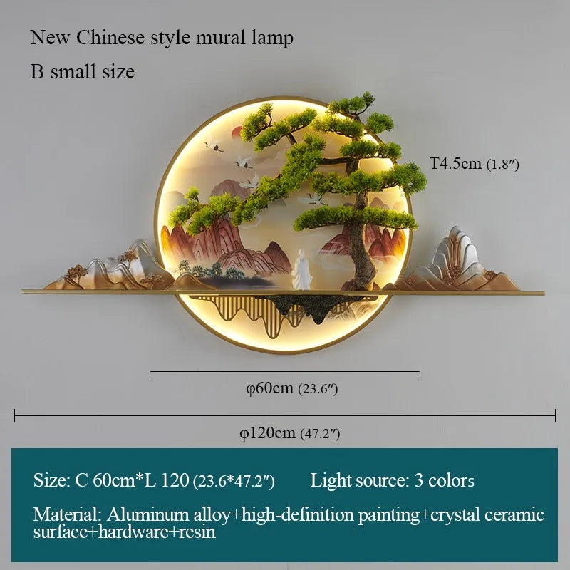 DecorBites™ Landscape LED Wall Light: Modern Chinese Mural Sconce for Home Decor