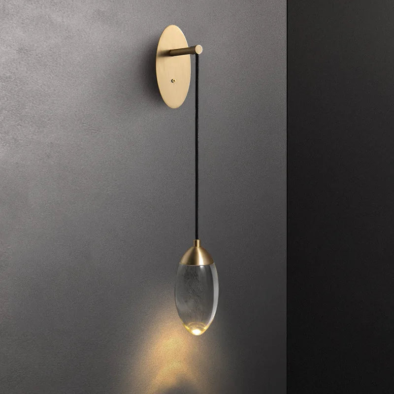 Aplique de pared LED de cristal DecorBites™: Iluminación elegante en cobre para dormitorio, sala de estar y escalera.