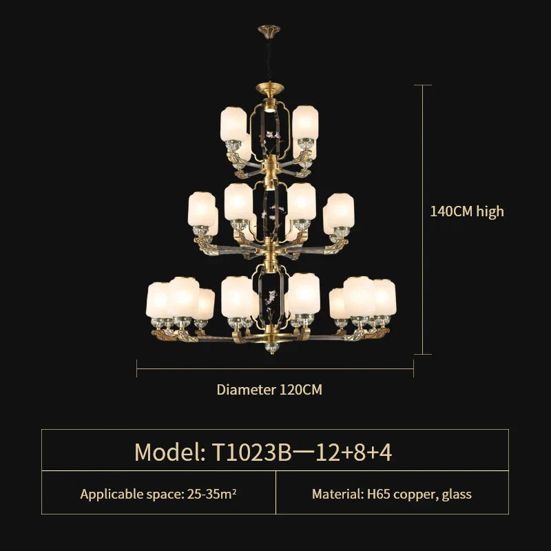 DecorBites™ Chinese Jade Chandelier | Modern Duplex Villa Lighting
