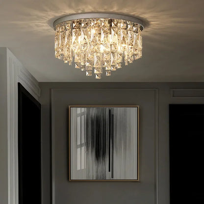 DecorBites™ Crystal Steel LED Ceiling Chandelier, Modern Art Deco Lighting Fixture