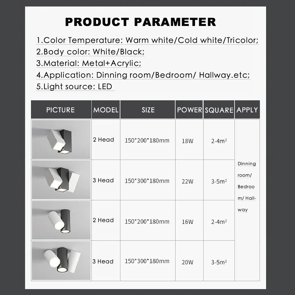 DecorBites™ كشاف سقف LED مربع قابل للتعتيم بقوة 22 واط للإضاءة الداخلية