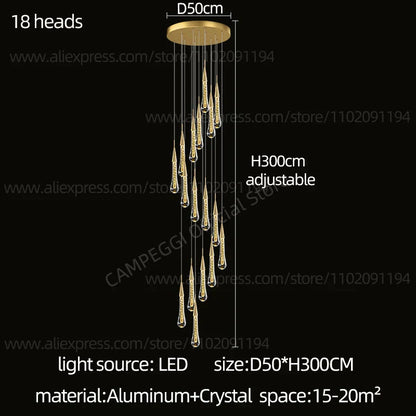 Lámpara colgante LED de cristal DecorBites™ para una sala de estar moderna y lujosa