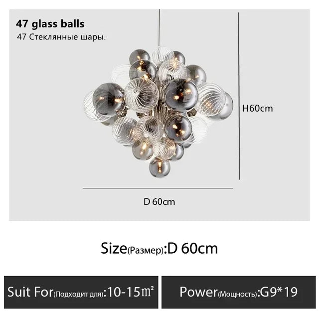 DecorBites™ Bubble Glass Ceiling Chandelier Pendant for Living Room Bedroom