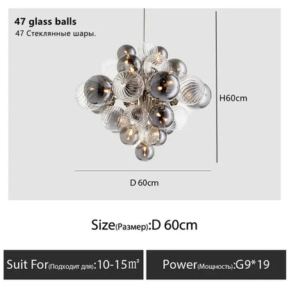 DecorBites™ Bubble Glass Ceiling Chandelier Pendant for Living Room Bedroom