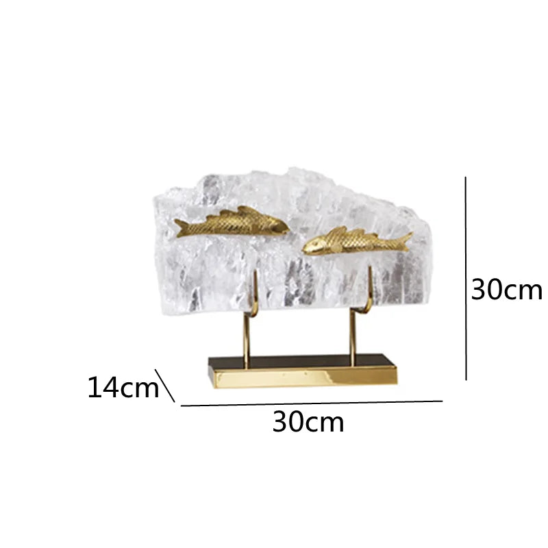 Adorno de cristal con forma de pez dorado DecorBites™ Estatua de metal para decoración del hogar