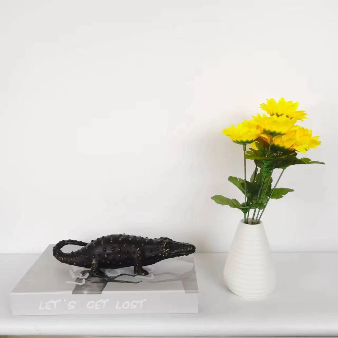 DecorBites™ Golden Crocodile Sculpture Home Decor Figurines