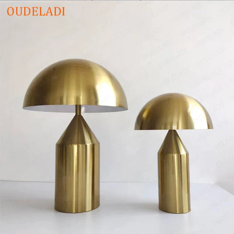 DecorBites™ Gold Iron Mushroom Table Lamp for Home Decor, Living Room, Bedroom - G9 Interface