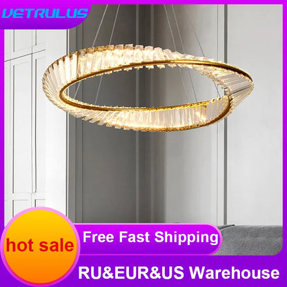 DecorBites™ Gold Möbius Strip Pendant Chandelier for Luxe Living and Dining Spaces