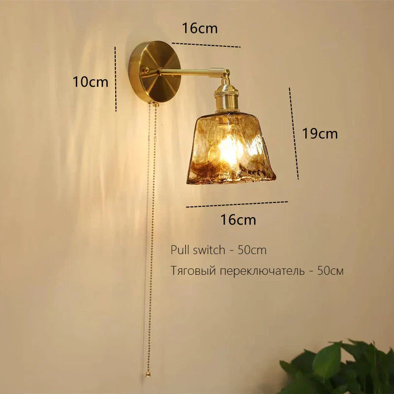 DecorBites™ Art Deco LED Wall Lamp with Pull Switch, Nordic Design, Glass Interior Wall Light