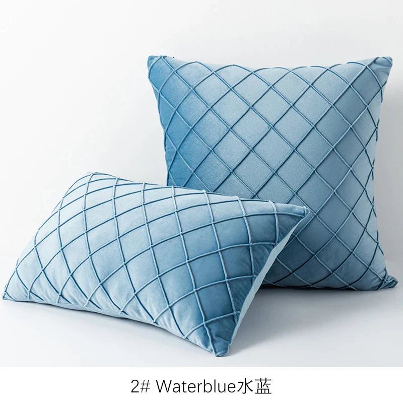 DecorBites™ Embroidered Lattice Cushion Cover Pleat - 45X45CM