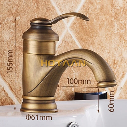 Hot selling . 6" Antique Brass Basin Faucets Crane Sink Basin Water Mixer Tap torneira YT-5065