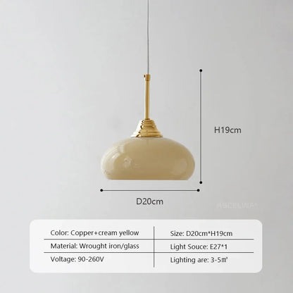 Lámpara colgante LED nórdica DecorBites™ de cristal color crema para decoración e iluminación del hogar