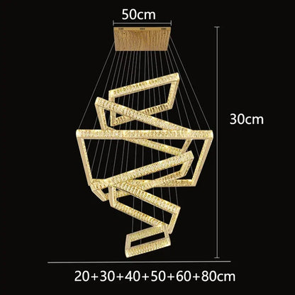 DecorBites™ Crystal Chandelier: Elegant Living Room & Stair Pendant Light