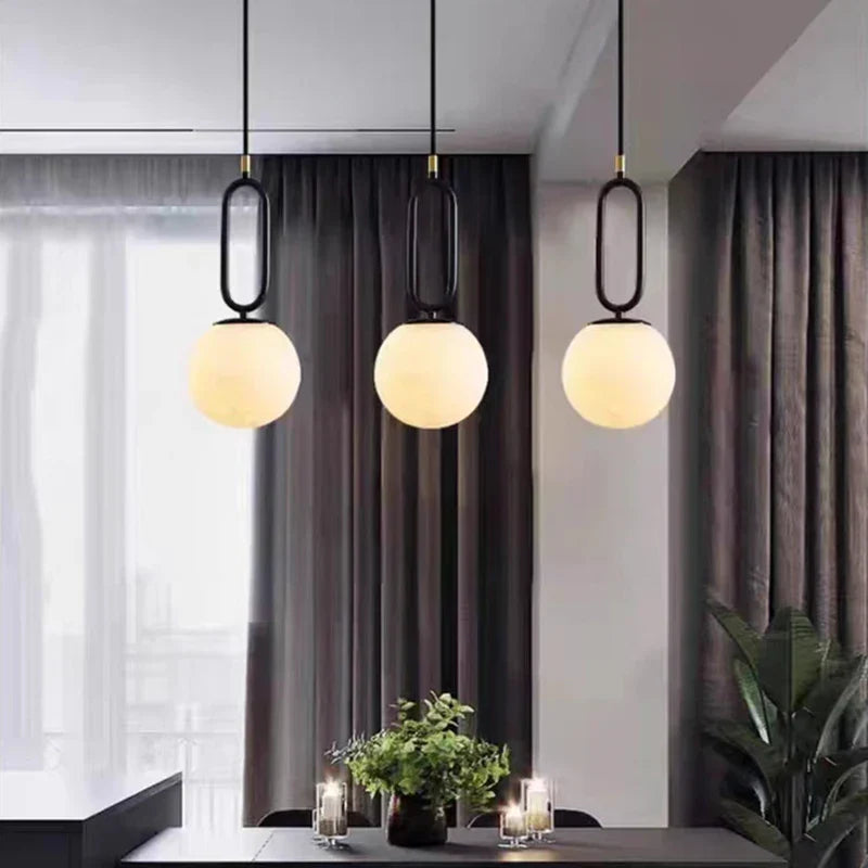 DecorBites™ Brass LED Pendant Lights with Natural Marble Finish and Adjustable G9 Bulb