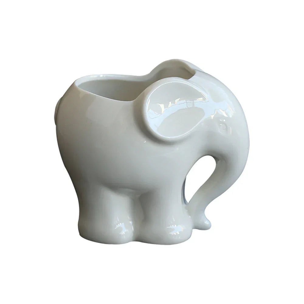 DecorBites™ Elephant Succulent Planter Ceramic Vase Cute Flowerpot Decor Pot