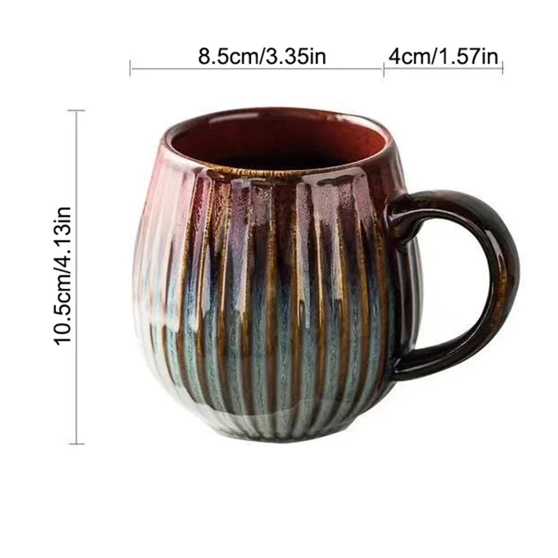 DecorBites™ Gradient Glaze Ceramic Coffee Mug, 480ml Retro Japanese Style Cup