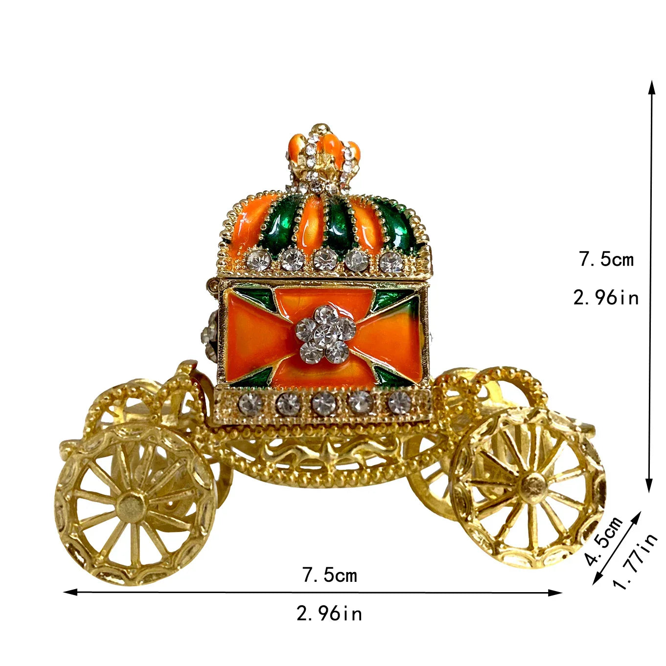 DecorBites™ Enamel Crown Jewelry Box Carriage Figurine Wedding Ring Holder Shrine Home Decor