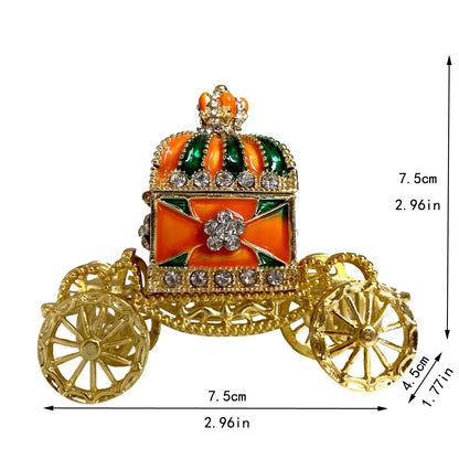 DecorBites™ Enamel Crown Jewelry Box Carriage Figurine Wedding Ring Holder Shrine Home Decor