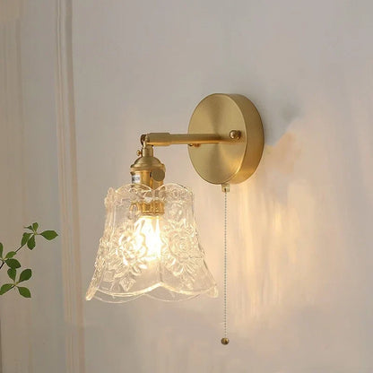 Decorbites™ Luces de Pared LED de Vidrio Verde con Interruptor de Cadena Estilo Vintage Lámpara de Mesa de Noche