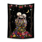 Decobites Skull Lovers' Kiss Tapestry - Colorful Roses and Tarot Skeleton Wall Hanging