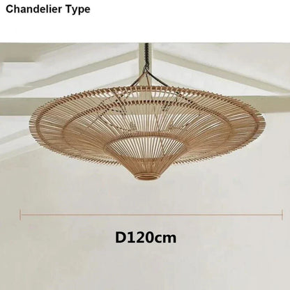 DecorBites™ Handmade Rattan Wicker Chandelier for Home and Shop Decor