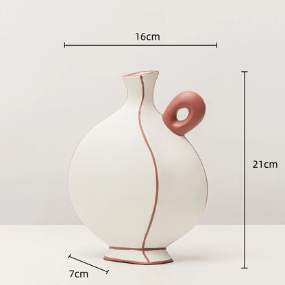 Jarrón de resina DecorBites™ con líneas negras geométricas - Decoración floral artesanal para el hogar