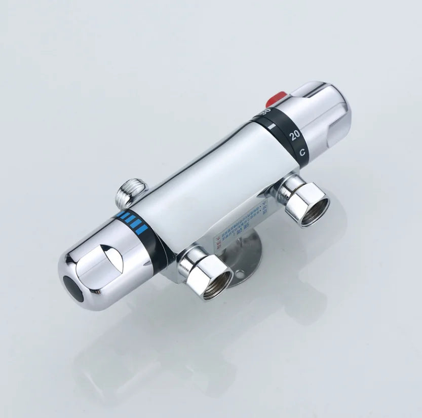 DecorBites™ Dual Handle Thermostatic Shower Faucet Mixer Valve, Wall Mounted Chrome