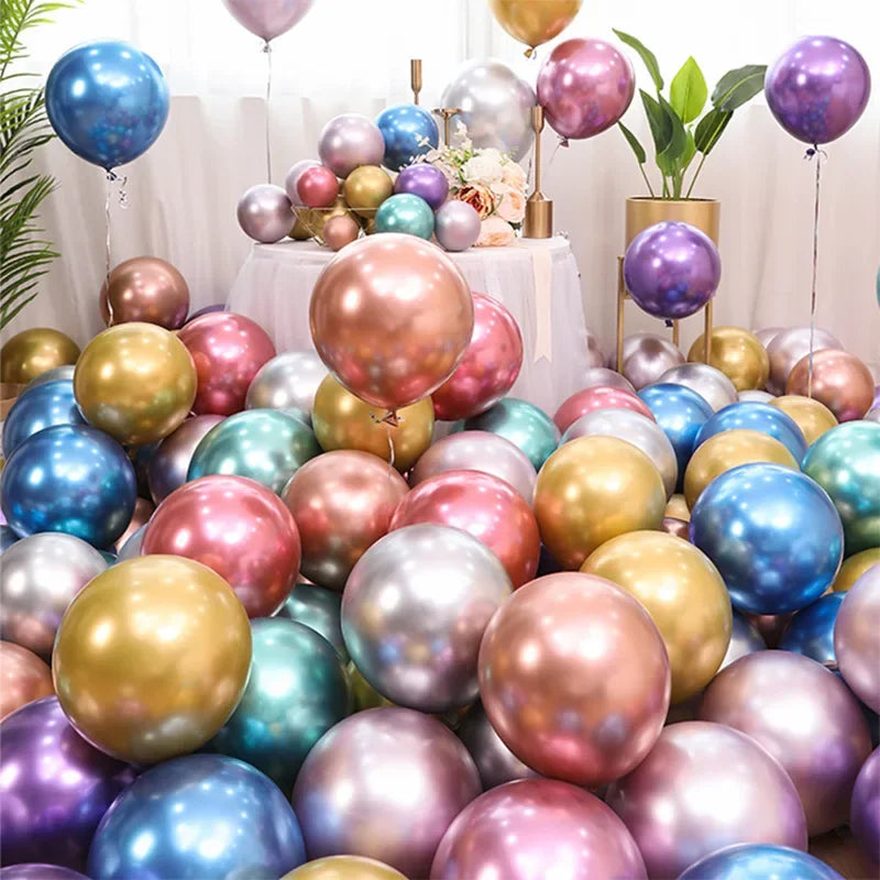 DecorBites™ 12-Inch Metal Latex Confetti Balloon Set for Wedding, Birthday, Party Decorations