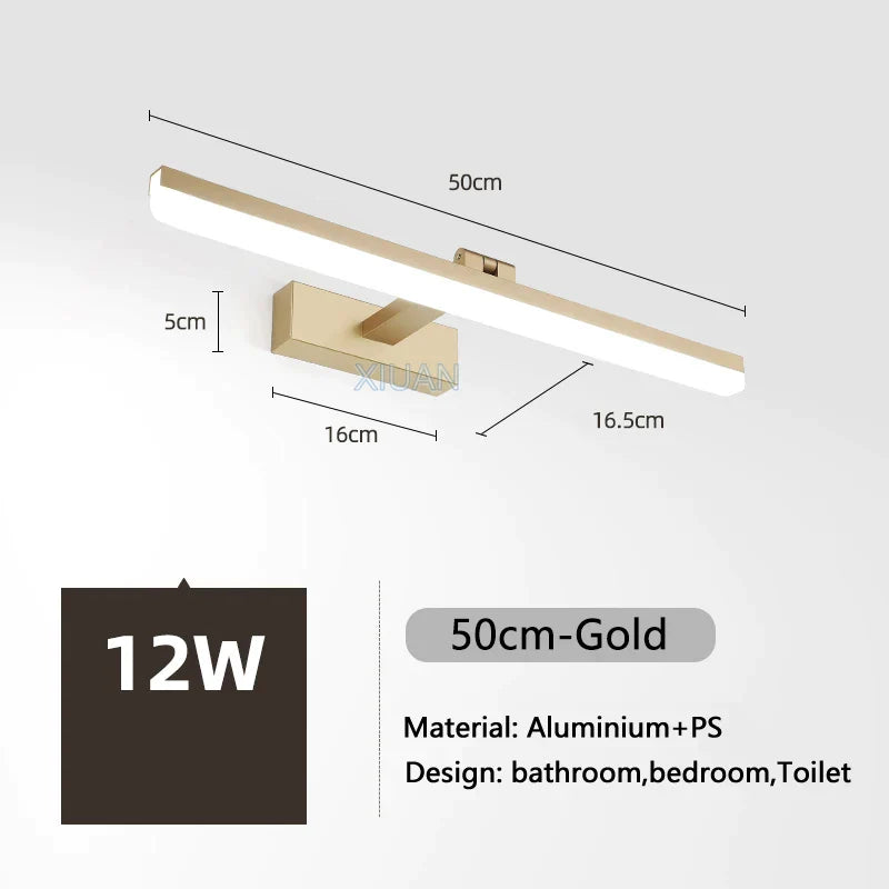 DecorBites™ LED Bathroom Vanity Light Gold Silver Black 40-90cm 220V