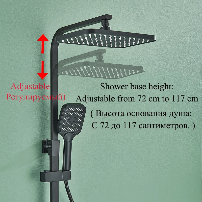 DecorBites™ Digital Display Thermostatic Shower Faucet Set with Rainfall Shower Column in Chrome