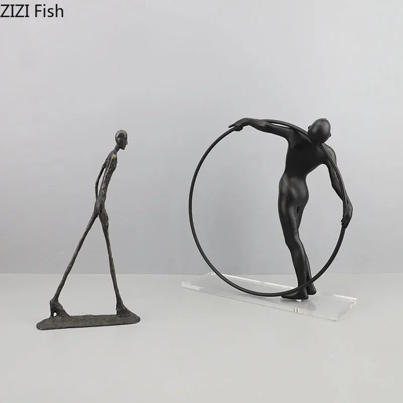 DecorBites™ Abstract Cast Iron Acrobatics Sculpture Desk Decoration Slender Figures