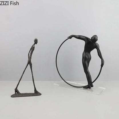 DecorBites™ Abstract Cast Iron Acrobatics Sculpture Desk Decoration Slender Figures