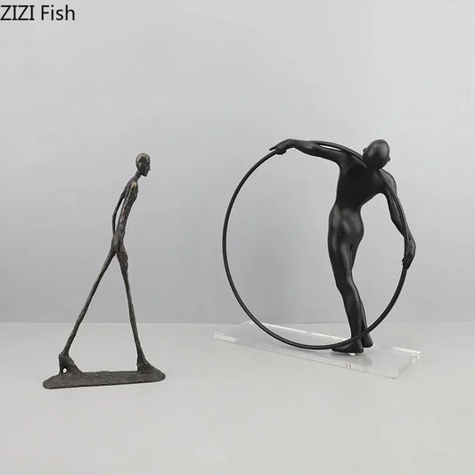 DecorBites™ Abstract Cast Iron Acrobatics Sculpture Desk Decoration Slender Figures