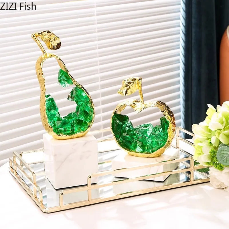 DecorBites™ Gold-plated Apple/Pear Alloy Ornaments for Living Room Desk Decoration