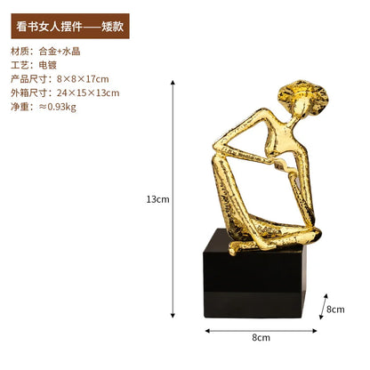 DecorBites™ Golden Hat Thinker Figure Sculpture for Home Decor