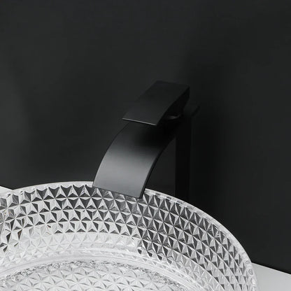 DecorBites™ Diamond Glass Basin Set with Matte Black Faucet and Pop-up Drain Mixer Tap