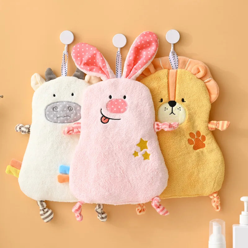 DecorBites™ Cartoon Animal Bathing Hand Towel for Kids - Soft, Absorbent Coral Velvet
