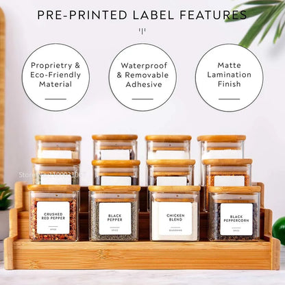 DecorBites™ 5oz Glass Jars Set with Bamboo Lids for Tea Coffee Beans Storage